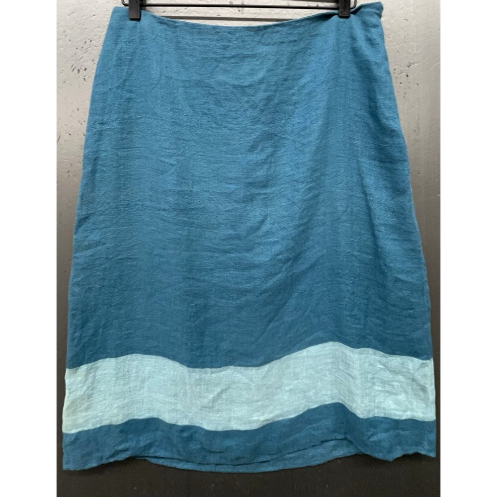 Banana Republic Skirt 14 Aqua Blue Linen Cotton Preppy Beachy Boho Cottage